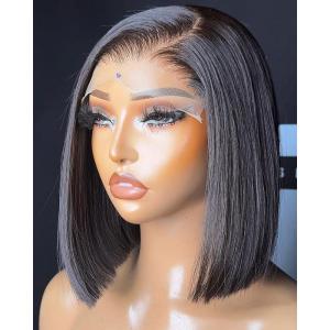 BEEOS Ultra-fitted HD Lace Wig 250% Density 13×6 Full Frontal Straight Bob Human Hair Wigs Pre Plucked Bleached Knots 12 Inch(13×4 Full Frontal Transparent Lace Straight Bob Wig-150% Density)