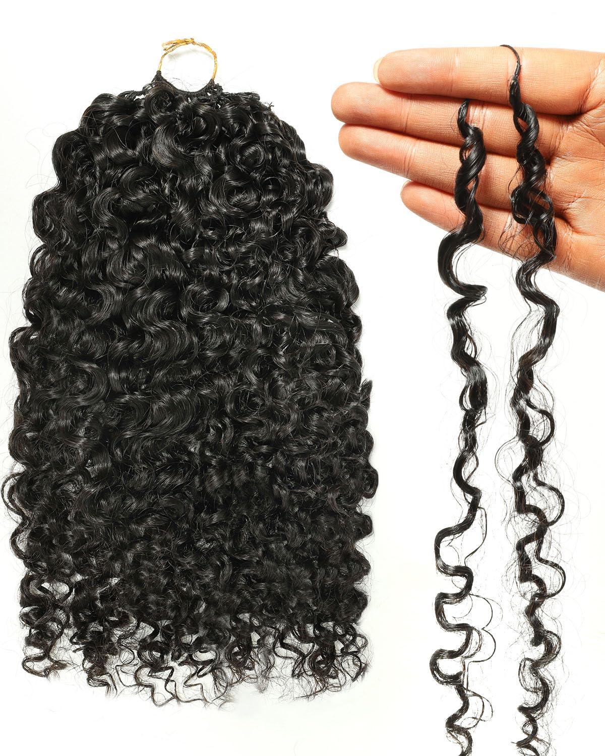 imageBEEOS Remy Human Crochet Hair Burmese Curly PreSeparated Knotless Feather Crochet Human Hair for Women 18 Inch Miracle Knots and Reusable 40g160gBurmese CurlyNatural Black