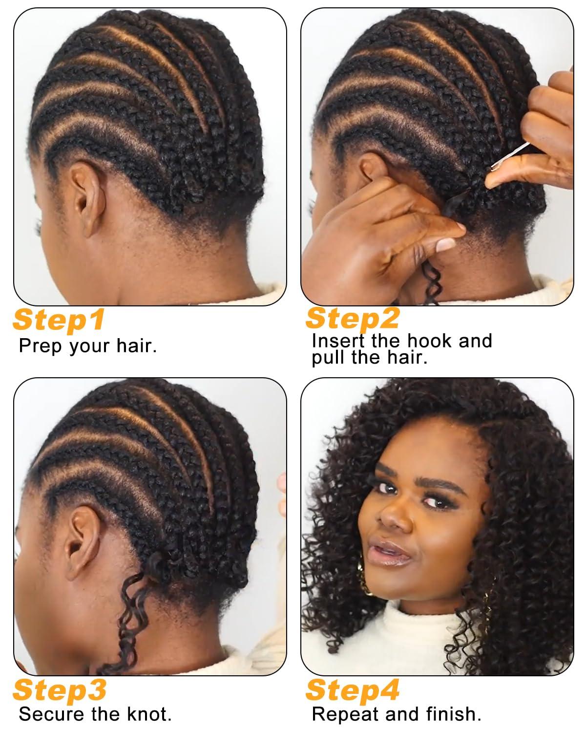 imageBEEOS Remy Human Crochet Hair Burmese Curly PreSeparated Knotless Feather Crochet Human Hair for Women 18 Inch Miracle Knots and Reusable 40g160gBurmese CurlyNatural Black