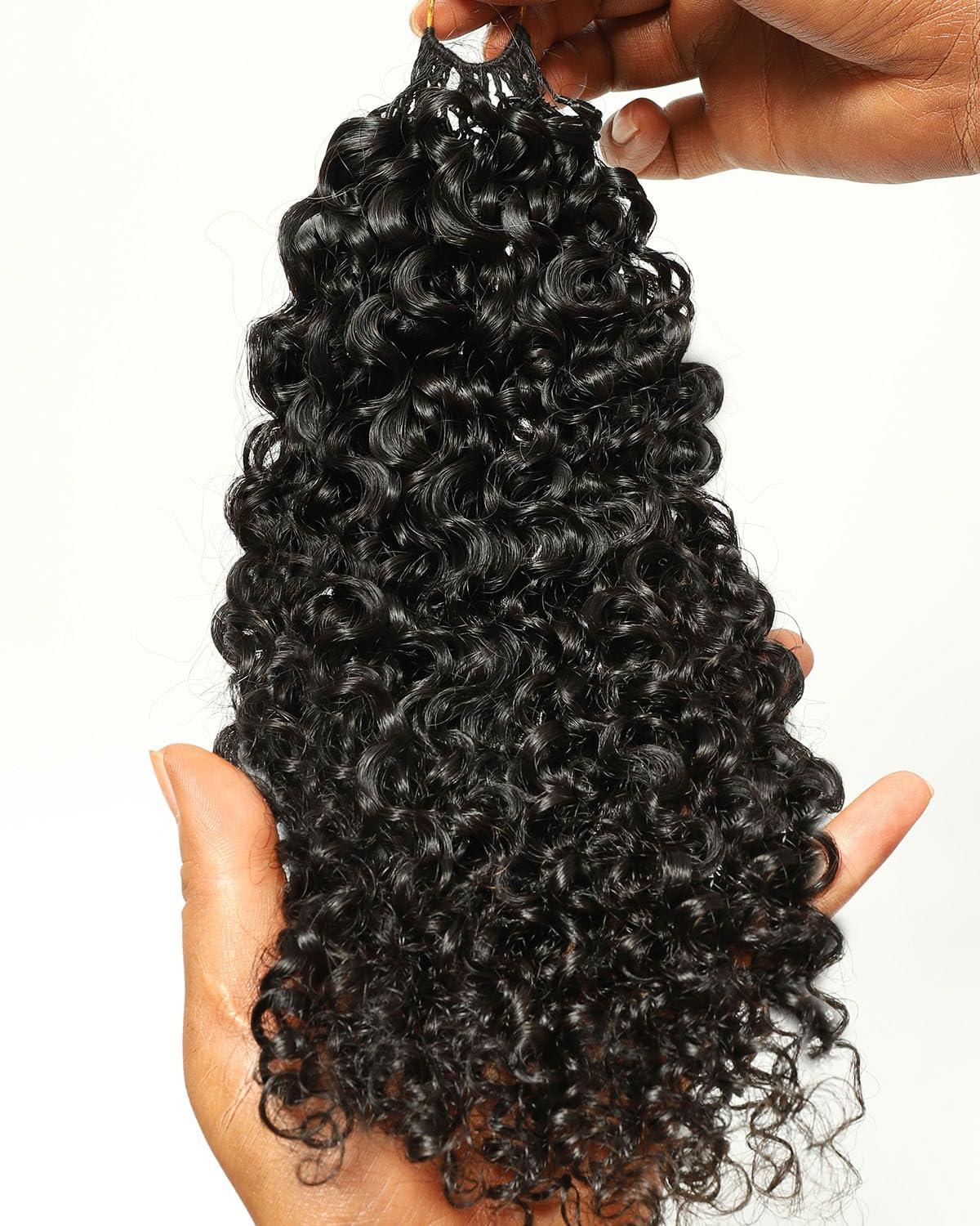imageBEEOS Remy Human Crochet Hair Burmese Curly PreSeparated Knotless Feather Crochet Human Hair for Women 18 Inch Miracle Knots and Reusable 40g160gBurmese CurlyNatural Black