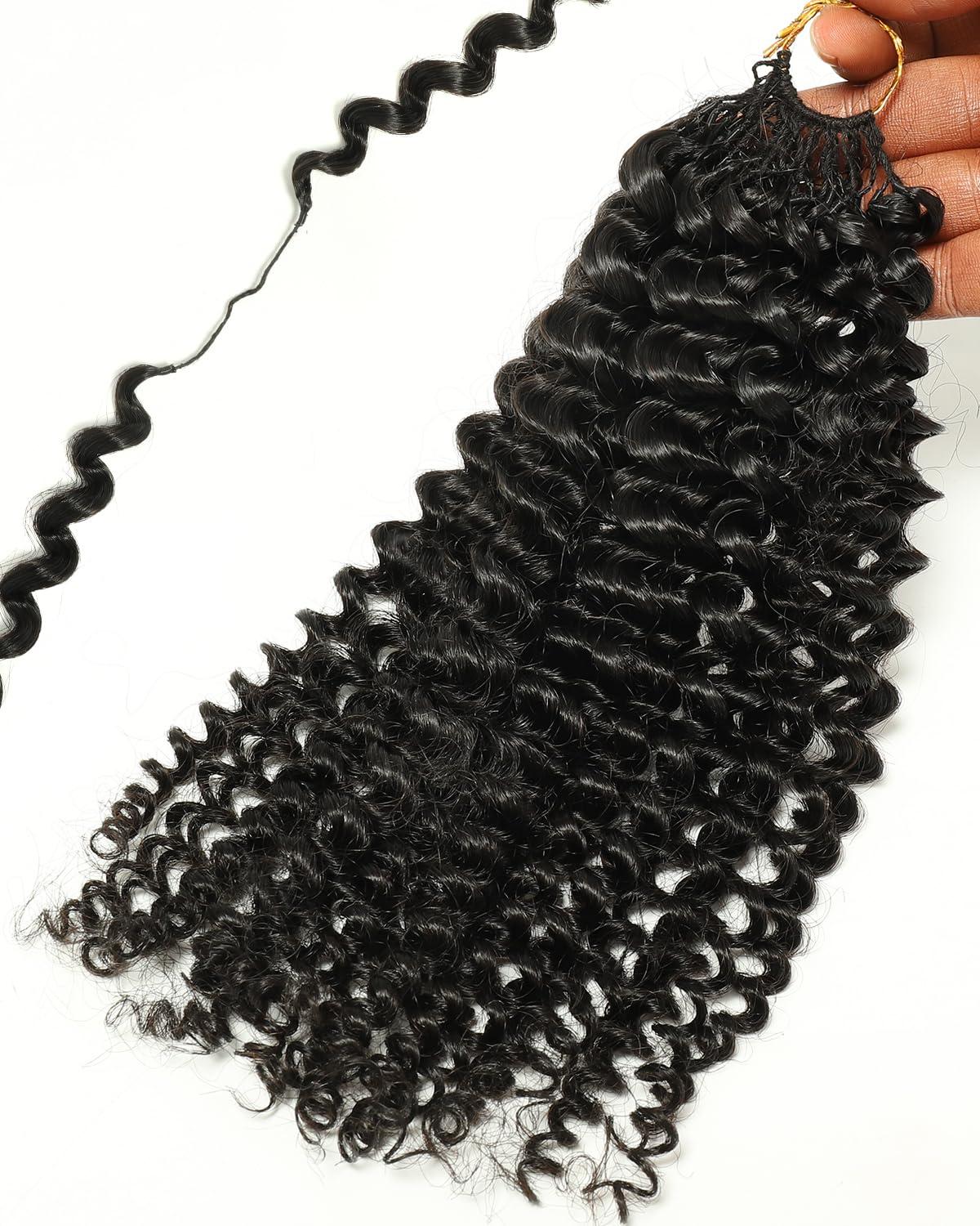 imageBEEOS Remy Human Crochet Hair Burmese Curly PreSeparated Knotless Feather Crochet Human Hair for Women 18 Inch Miracle Knots and Reusable 40g40gAfro Kinky CurlyNatural Black