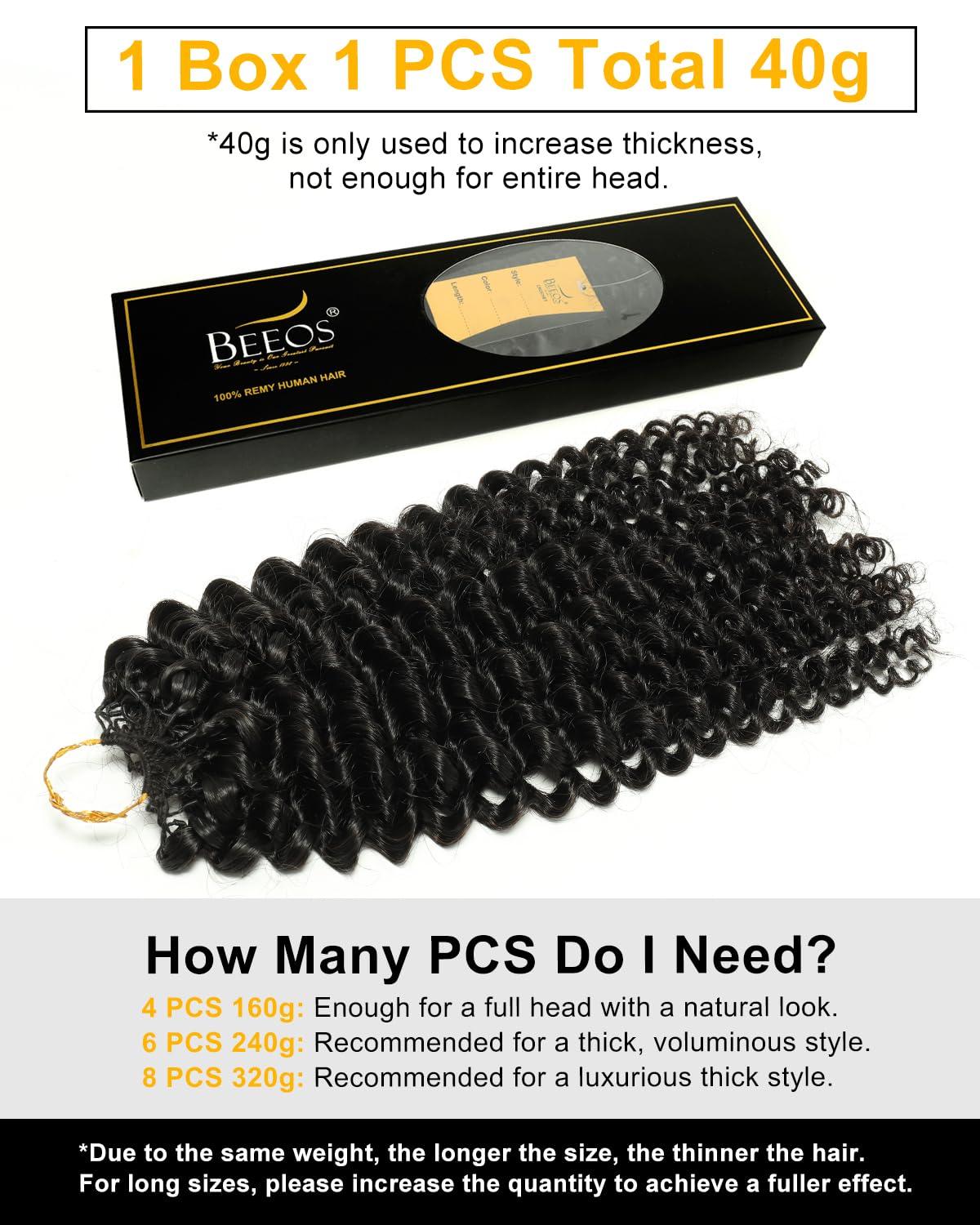 imageBEEOS Remy Human Crochet Hair Burmese Curly PreSeparated Knotless Feather Crochet Human Hair for Women 18 Inch Miracle Knots and Reusable 40g40gAfro Kinky CurlyNatural Black