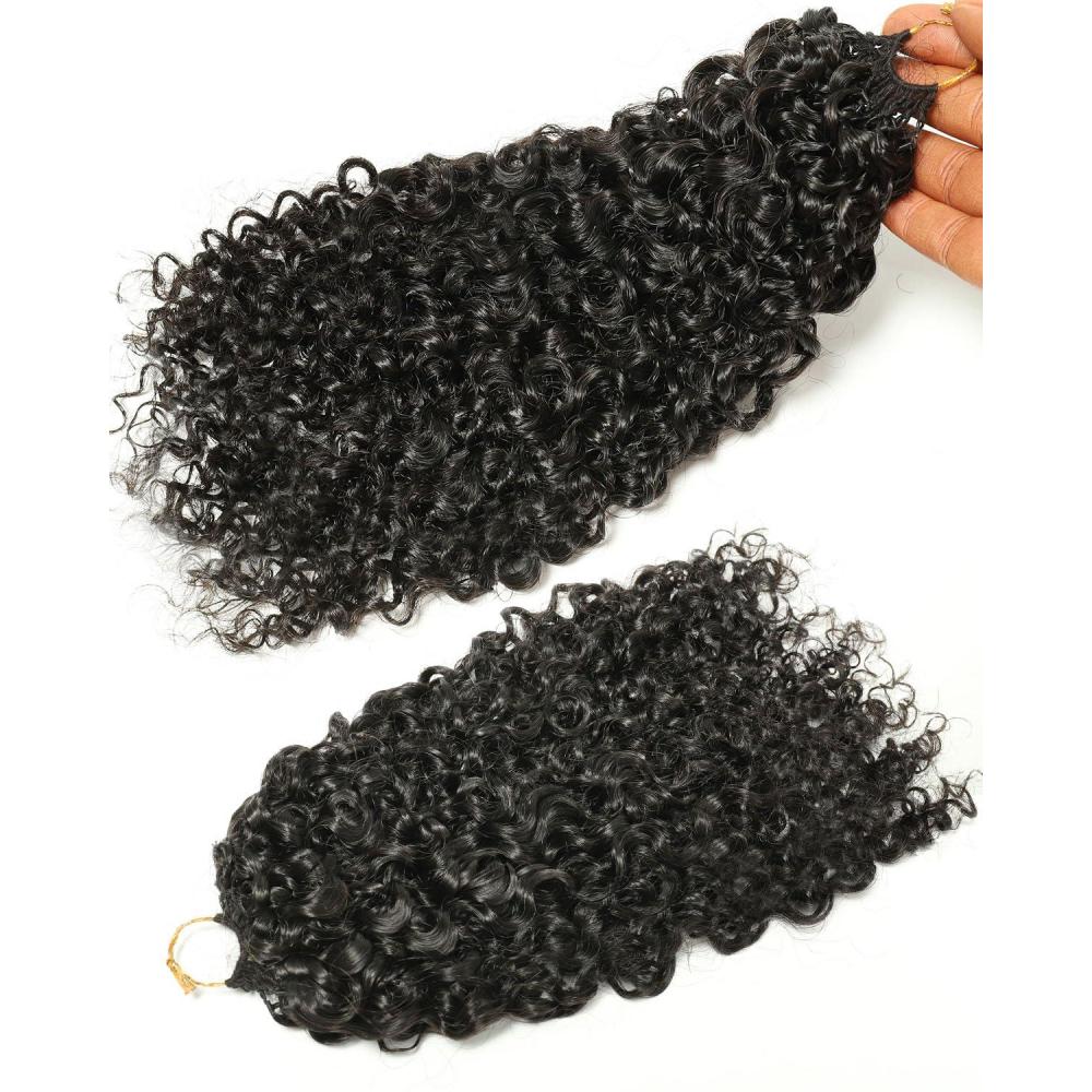 imageBEEOS Remy Human Crochet Hair Burmese Curly PreSeparated Knotless Feather Crochet Human Hair for Women 18 Inch Miracle Knots and Reusable 40g40gBurmese CurlyNatural Black
