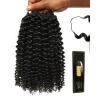 BEEOS Remy Human Crochet Hair Burmese Curly, Pre-Separated Knotless Feather Crochet Human Hair for Women 18 Inch, Miracle Knots and Reusable 40g(160g-Afro Kinky Curly-Natural Black)