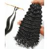 BEEOS Remy Human Crochet Hair Burmese Curly, Pre-Separated Knotless Feather Crochet Human Hair for Women 18 Inch, Miracle Knots and Reusable 40g(40g-Deep Wave-Natural Black)