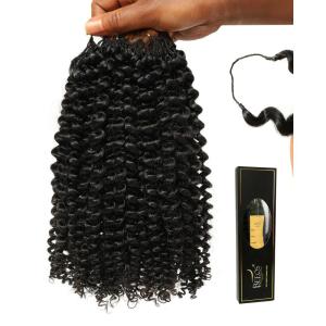BEEOS Remy Human Crochet Hair Burmese Curly, Pre-Separated Knotless Feather Crochet Human Hair for Women 18 Inch, Miracle Knots and Reusable 40g(160g-Afro Kinky Curly-Natural Black)