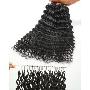 BEEOS Remy Human Crochet Hair Burmese Curly, Pre-Separated Knotless Feather Crochet Human Hair for Women 18 Inch, Miracle Knots and Reusable 40g(160g-Deep Wave-Natural Black)