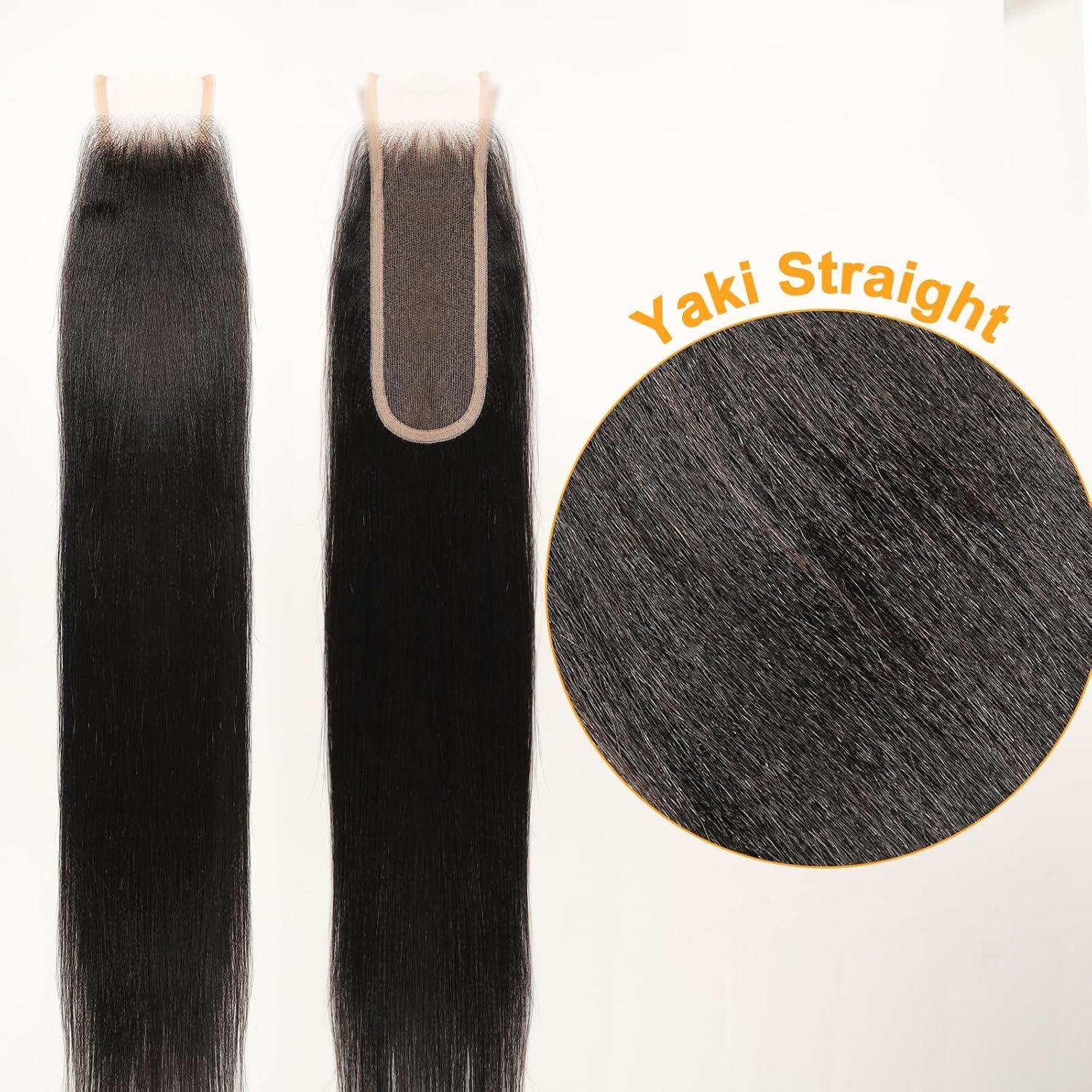 imageBEEOS Yaki Straight 2x6 SKINLIKE Real HD Lace Closure 010mm Ultrathin Invisible HD Lace Human Hair Closures PrePlucked Bleached Knots 16 Inch2x6 HD Lace ClosureYaki Straight