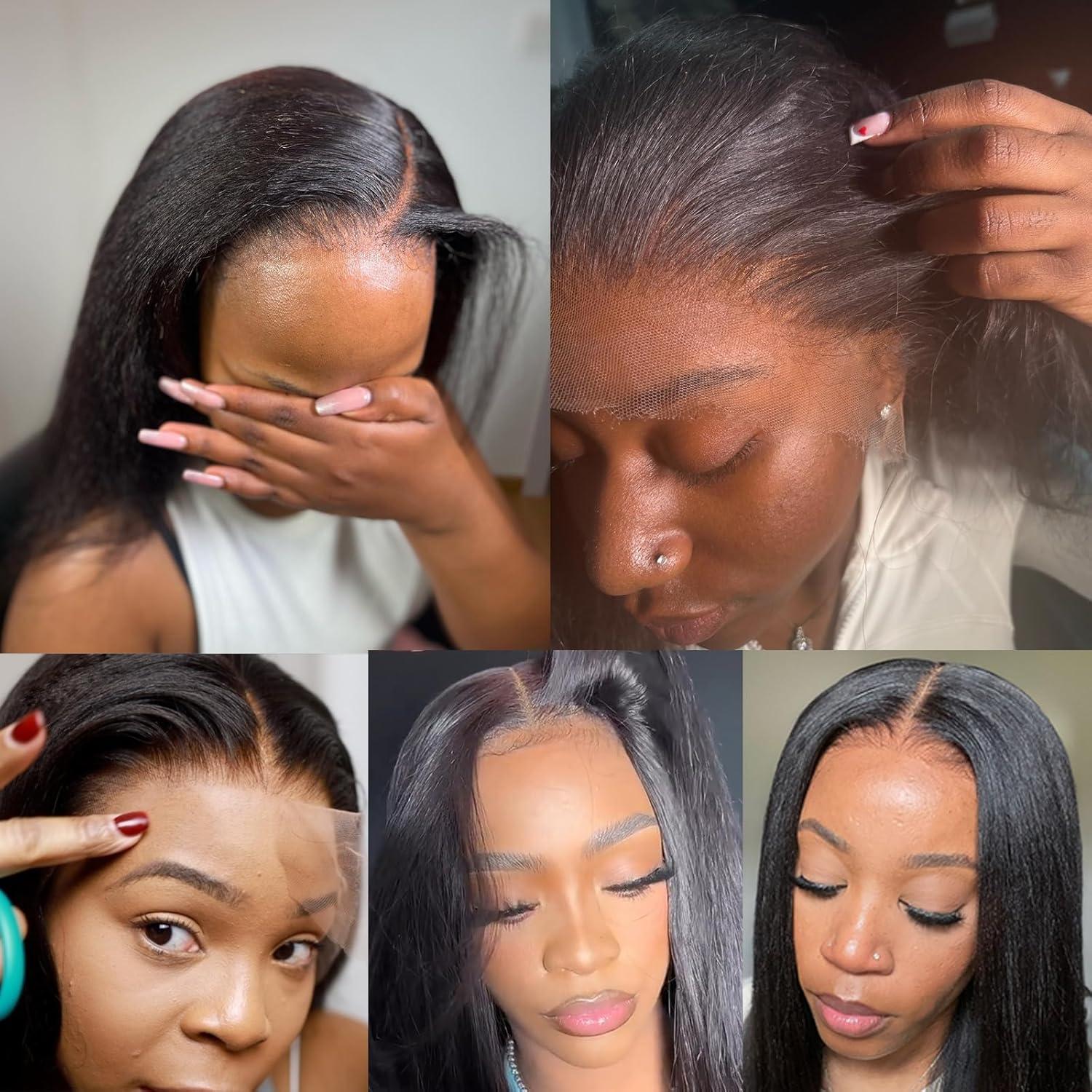 imageBEEOS Yaki Straight 2x6 SKINLIKE Real HD Lace Closure 010mm Ultrathin Invisible HD Lace Human Hair Closures PrePlucked Bleached Knots 16 Inch2x6 HD Lace ClosureYaki Straight