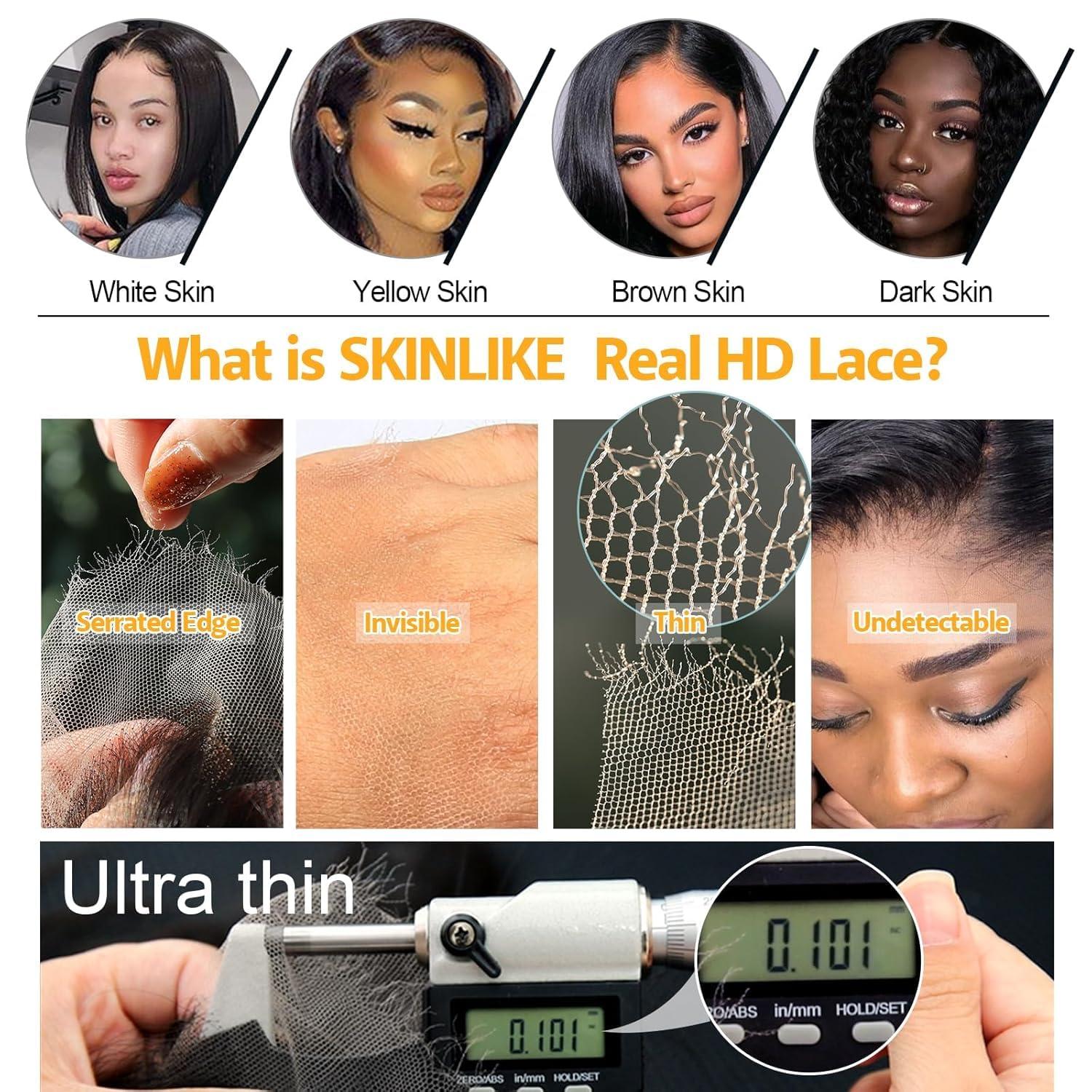 imageBEEOS Yaki Straight 2x6 SKINLIKE Real HD Lace Closure 010mm Ultrathin Invisible HD Lace Human Hair Closures PrePlucked Bleached Knots 16 Inch2x6 HD Lace ClosureYaki Straight