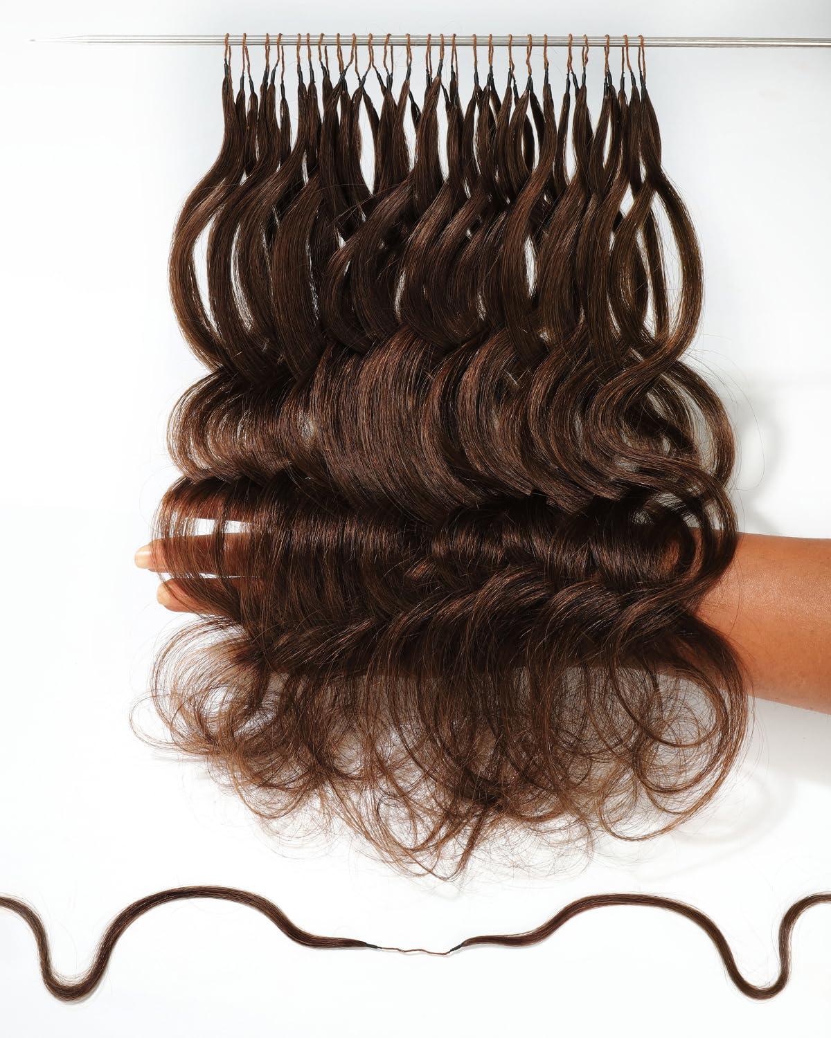 imageBEEOS Highlights Human Crochet Hair P427 Deep Wave PreSeparated Miracle Knots Feather Crochet Hair for Women Brown with Honey Blonde 16 Inch 40g160gBody Wave4 Chocolate Brown