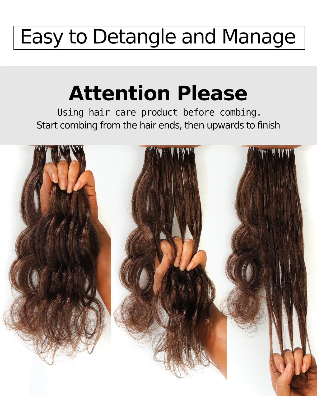 imageBEEOS Highlights Human Crochet Hair P427 Deep Wave PreSeparated Miracle Knots Feather Crochet Hair for Women Brown with Honey Blonde 16 Inch 40g160gBody Wave4 Chocolate Brown