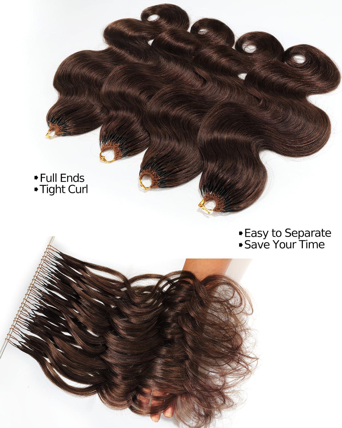 imageBEEOS Highlights Human Crochet Hair P427 Deep Wave PreSeparated Miracle Knots Feather Crochet Hair for Women Brown with Honey Blonde 16 Inch 40g160gBody Wave4 Chocolate Brown