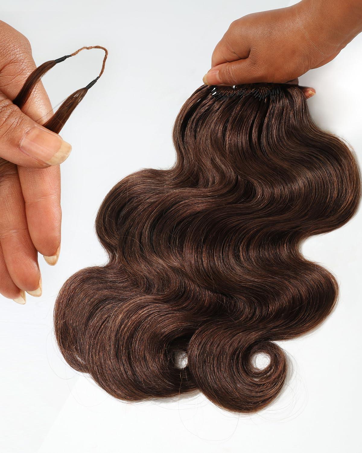 imageBEEOS Highlights Human Crochet Hair P427 Deep Wave PreSeparated Miracle Knots Feather Crochet Hair for Women Brown with Honey Blonde 16 Inch 40g160gBody Wave4 Chocolate Brown