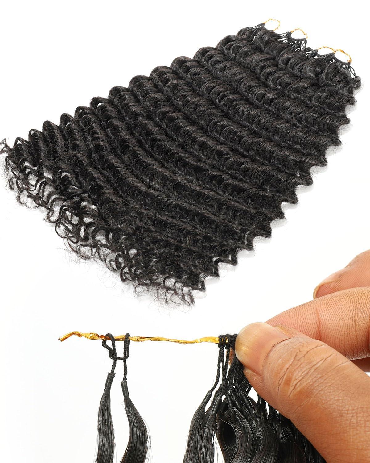 imageBEEOS Highlights Human Crochet Hair P427 Deep Wave PreSeparated Miracle Knots Feather Crochet Hair for Women Brown with Honey Blonde 16 Inch 40g160gDeep WaveNatural Black