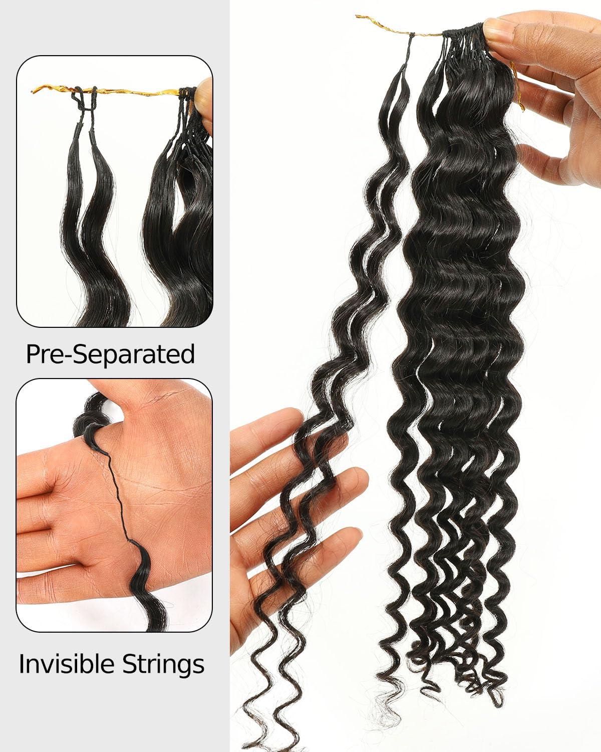 imageBEEOS Highlights Human Crochet Hair P427 Deep Wave PreSeparated Miracle Knots Feather Crochet Hair for Women Brown with Honey Blonde 16 Inch 40g160gDeep WaveNatural Black