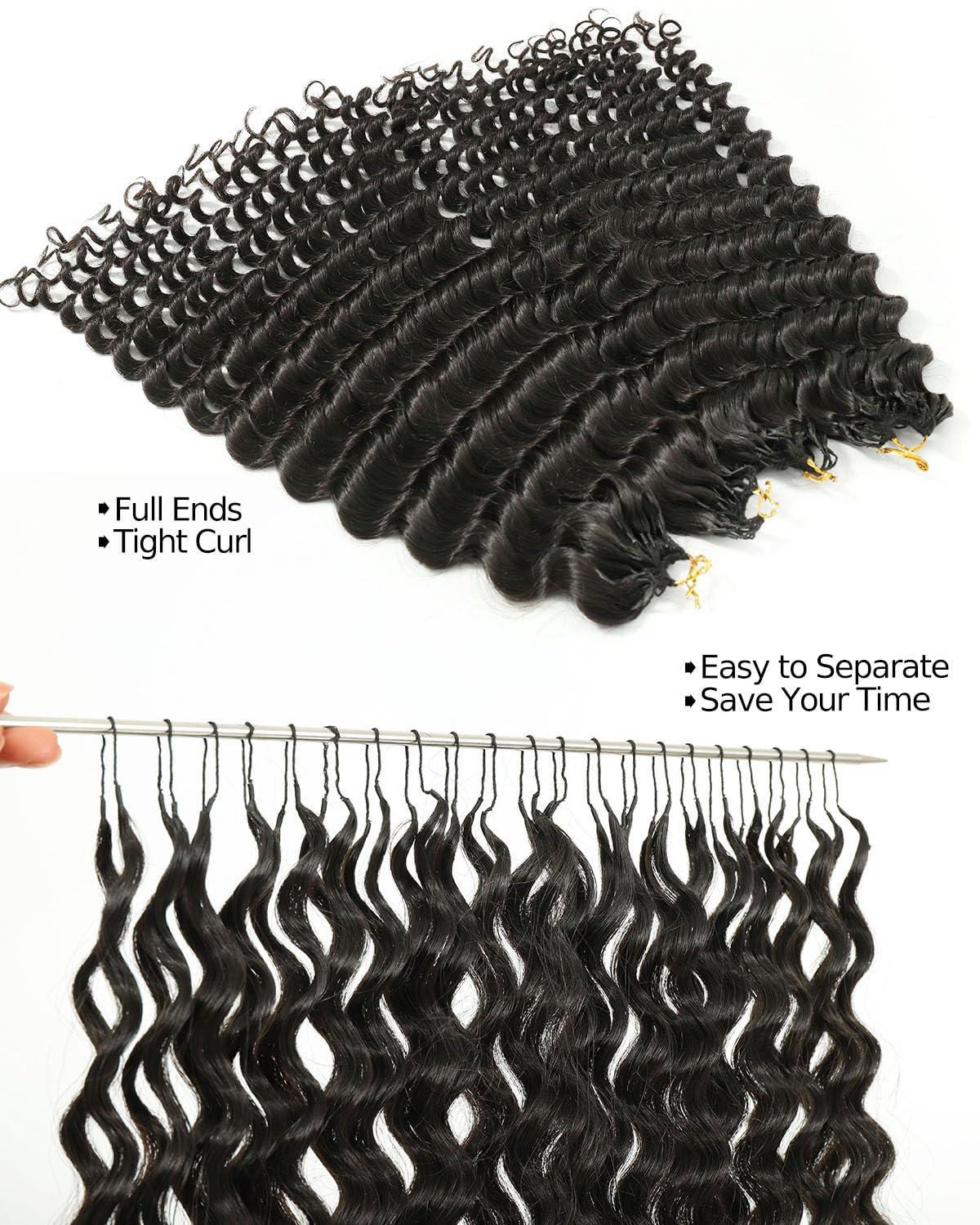 imageBEEOS Highlights Human Crochet Hair P427 Deep Wave PreSeparated Miracle Knots Feather Crochet Hair for Women Brown with Honey Blonde 16 Inch 40g160gDeep WaveNatural Black
