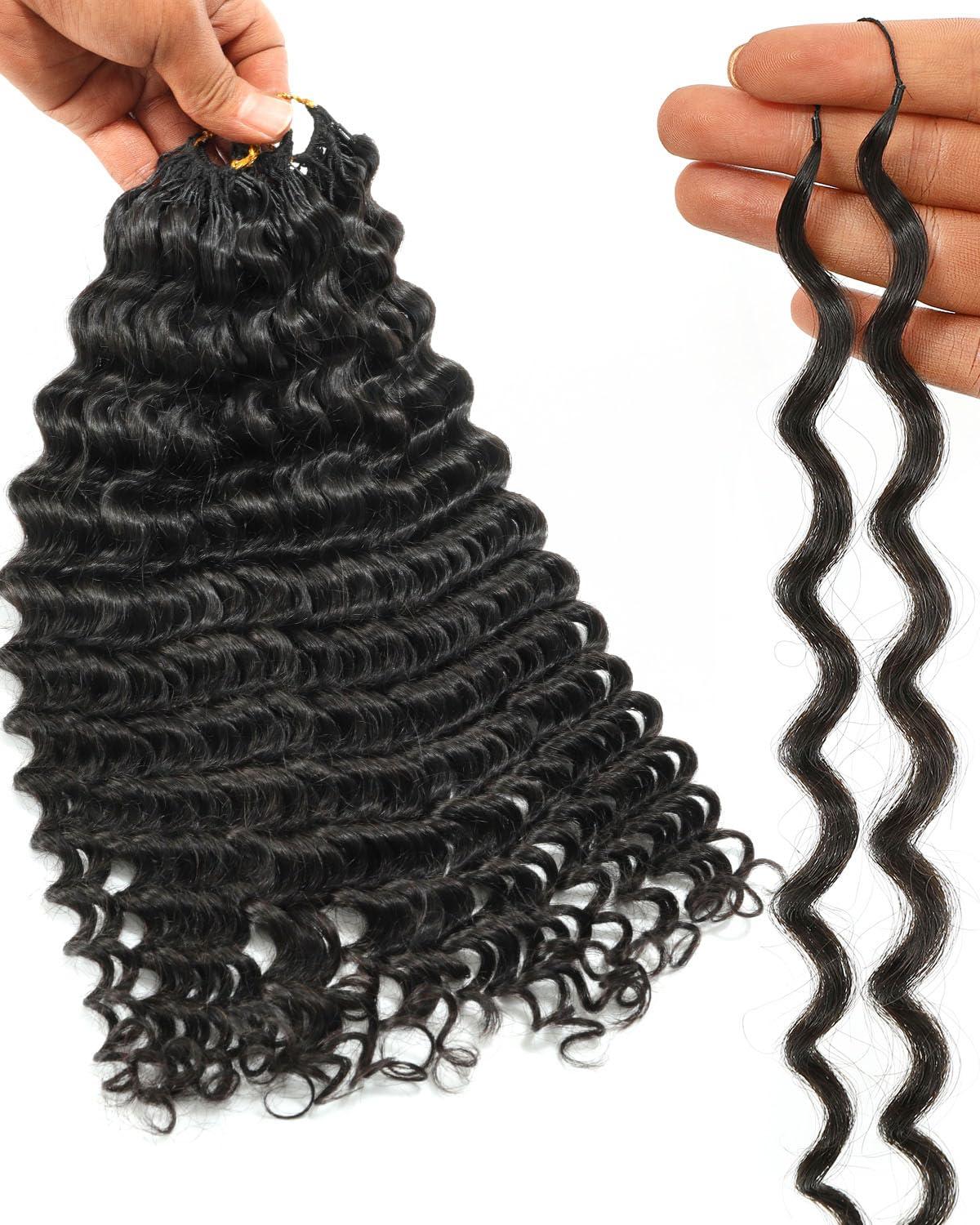 imageBEEOS Highlights Human Crochet Hair P427 Deep Wave PreSeparated Miracle Knots Feather Crochet Hair for Women Brown with Honey Blonde 16 Inch 40g160gDeep WaveNatural Black
