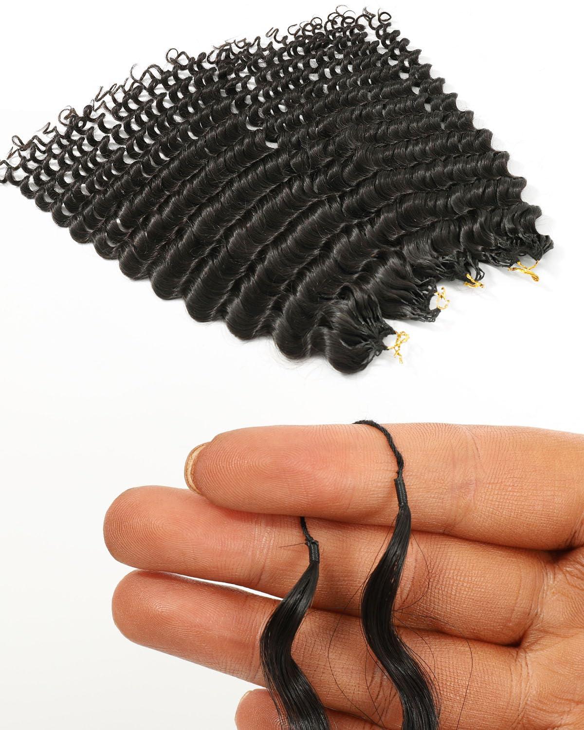imageBEEOS Highlights Human Crochet Hair P427 Deep Wave PreSeparated Miracle Knots Feather Crochet Hair for Women Brown with Honey Blonde 16 Inch 40g160gDeep WaveNatural Black