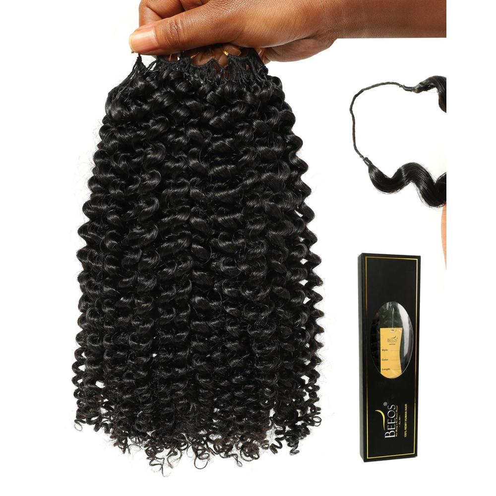imageBEEOS Highlights Human Crochet Hair P427 Deep Wave PreSeparated Miracle Knots Feather Crochet Hair for Women Brown with Honey Blonde 16 Inch 40g160gAfro Kinky CurlyNatural Black