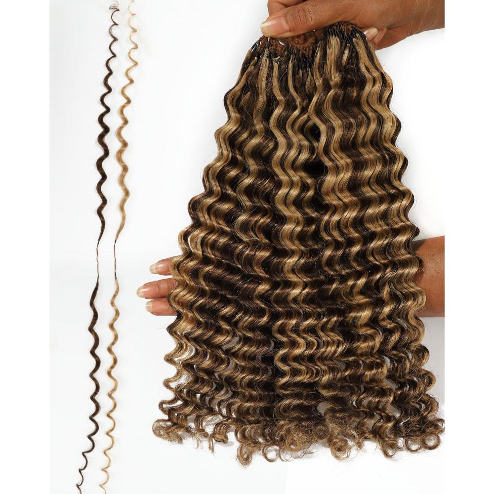 imageBEEOS Highlights Human Crochet Hair P427 Deep Wave PreSeparated Miracle Knots Feather Crochet Hair for Women Brown with Honey Blonde 16 Inch 40g160gDeep WaveP427 Highlight