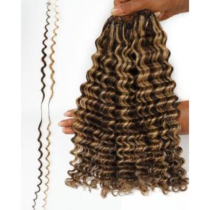 BEEOS Highlights Human Crochet Hair P4/27, Deep Wave Pre-Separated Miracle Knots Feather Crochet Hair for Women, Brown with Honey Blonde 16 Inch 40g(160g-Deep Wave-P4/27 Highlight)