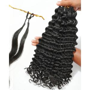 BEEOS Highlights Human Crochet Hair P4/27, Deep Wave Pre-Separated Miracle Knots Feather Crochet Hair for Women, Brown with Honey Blonde 16 Inch 40g(40g-Deep Wave-Natural Black)