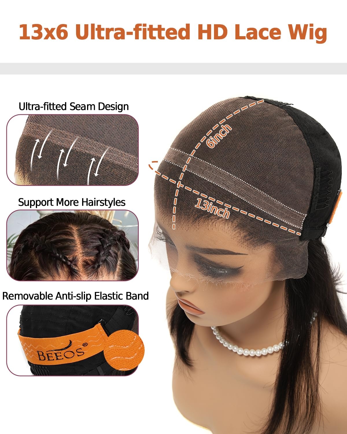 image:imageBEEOS 5x5 SKINLIKE Real HD Lace Closure Wig 01mm Ultrathin Invisible HD Lace Ture 180 Density Natural Color Human Hair Body Wave 18 Inch13x6 Ultrafitted HD Lace Wig Body Wave 250 Density