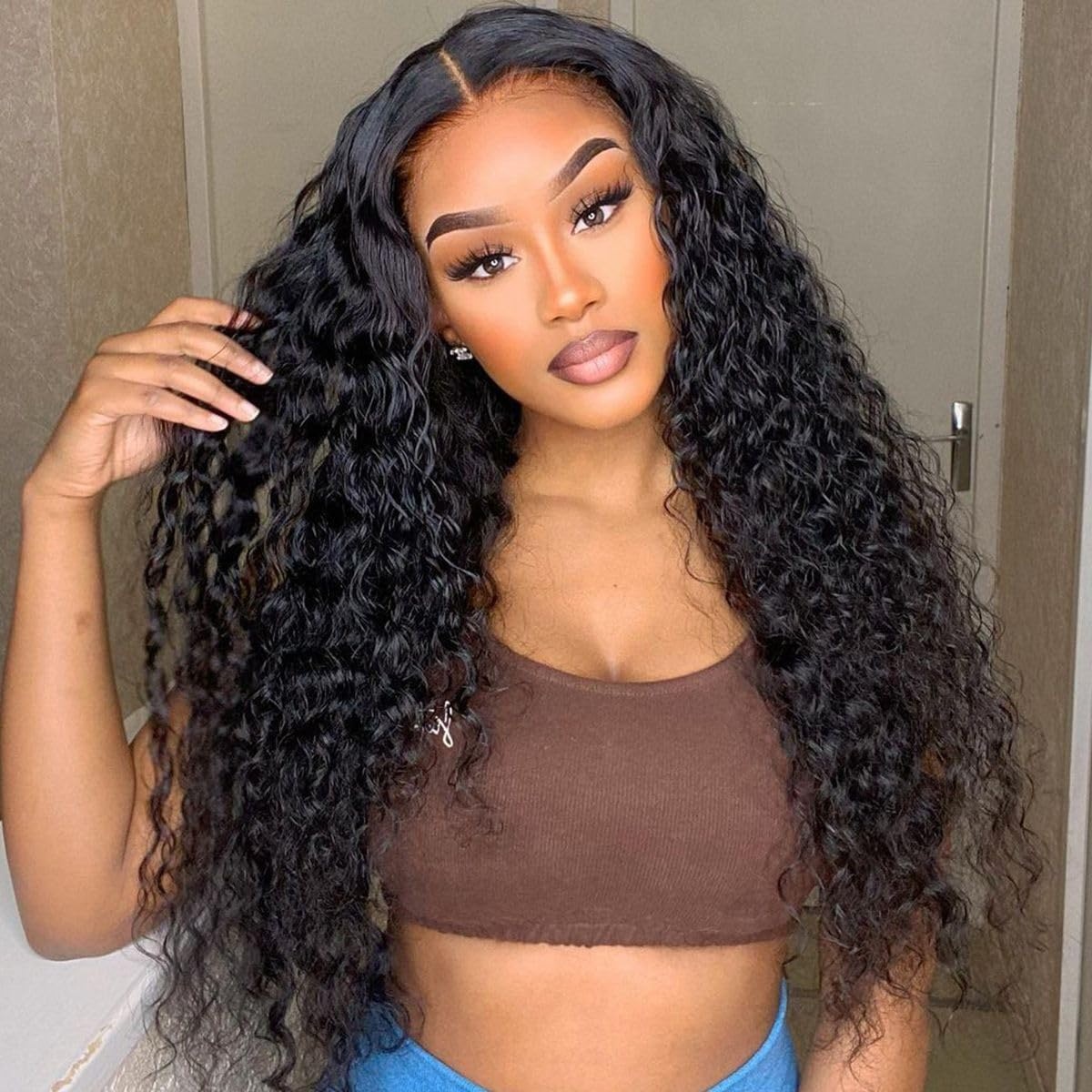image:imageBEEOS 5x5 SKINLIKE Real HD Lace Closure Wig 01mm Ultrathin Invisible HD Lace Ture 180 Density Natural Color Human Hair Body Wave 18 InchUltrafitted 13x6 HD Lace Front Wig 180 Density Curly