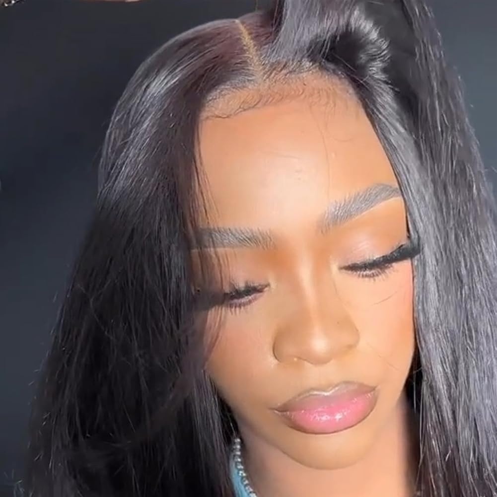 image:imageBEEOS Glueless Wigs Human Hair Preplucked PreCut 5x5 HD Lace Wig 250 Density Straight Pre Everything Wear and Go Wig Bleached Knots 20 Inch5x5 Straight Glueless HD Lace Wig 180 Density