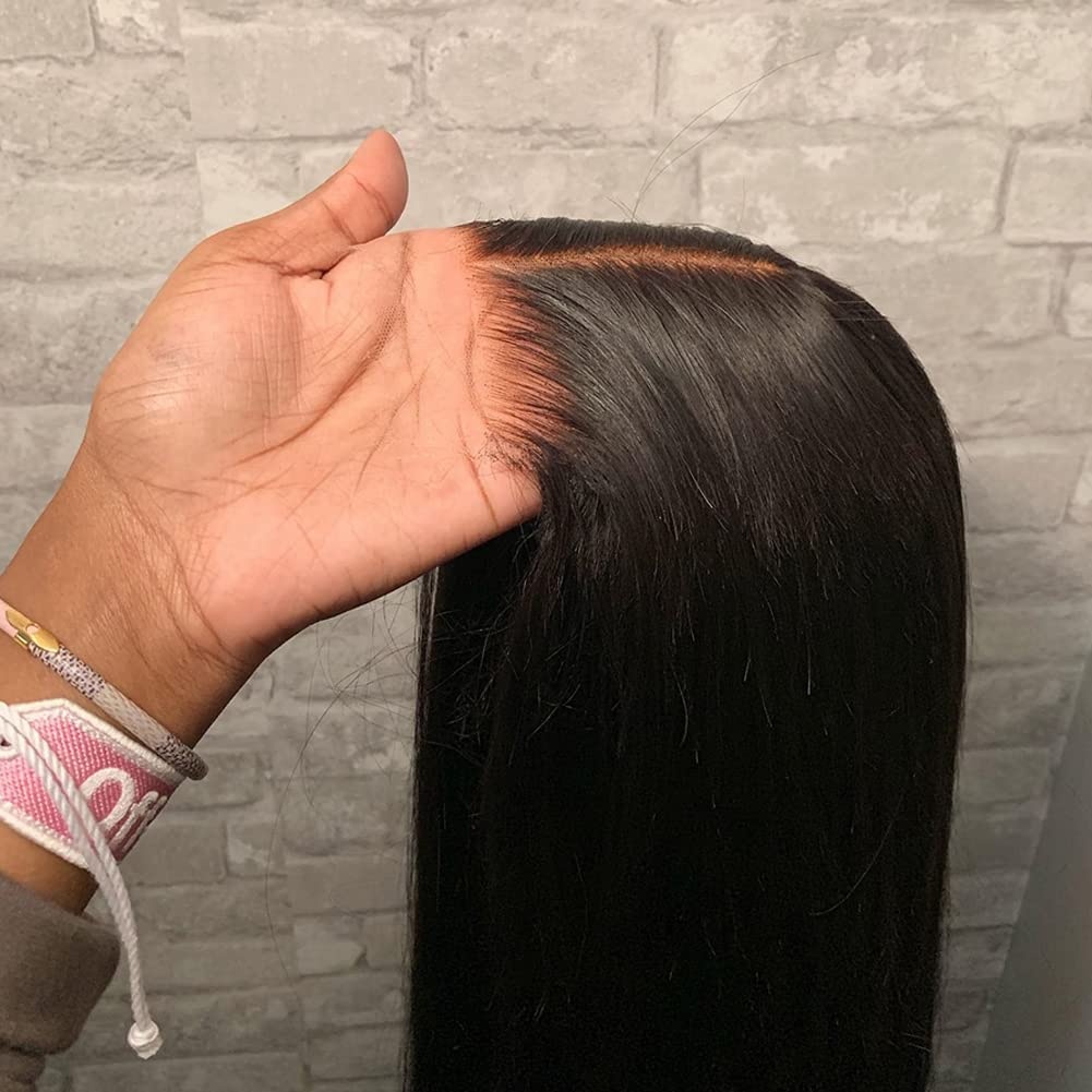 image:imageBEEOS Glueless Wigs Human Hair Preplucked PreCut 5x5 HD Lace Wig 250 Density Straight Pre Everything Wear and Go Wig Bleached Knots 20 Inch5x5 Straight Glueless HD Lace Wig 180 Density