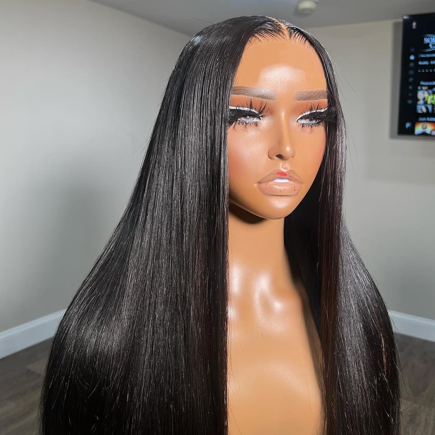 image:imageBEEOS Glueless Wigs Human Hair Preplucked PreCut 5x5 HD Lace Wig 250 Density Straight Pre Everything Wear and Go Wig Bleached Knots 20 Inch5x5 Straight Glueless HD Lace Wig 180 Density