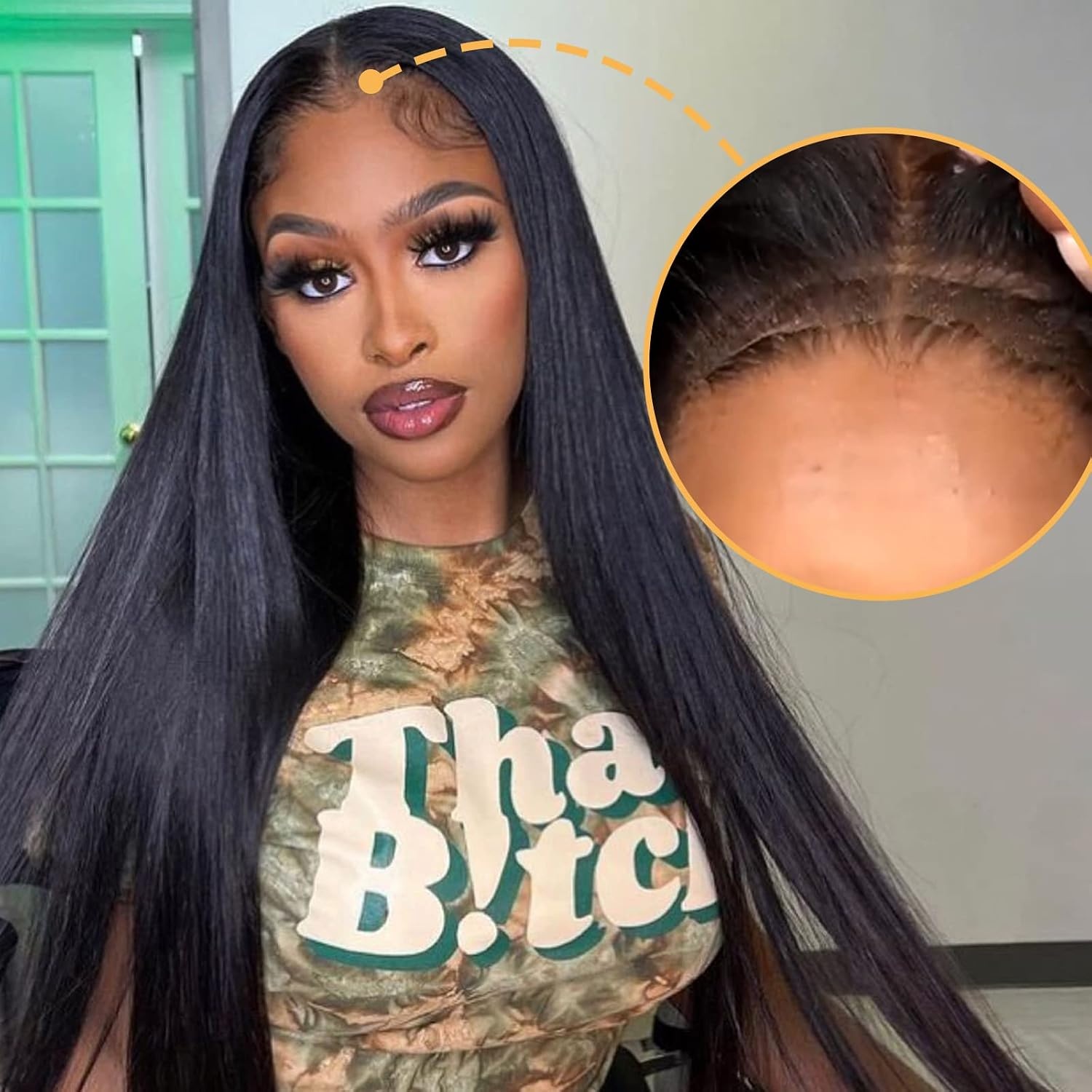 image:imageBEEOS Glueless Wigs Human Hair Preplucked PreCut 5x5 HD Lace Wig 250 Density Straight Pre Everything Wear and Go Wig Bleached Knots 20 Inch5x5 Straight Glueless HD Lace Wig 180 Density