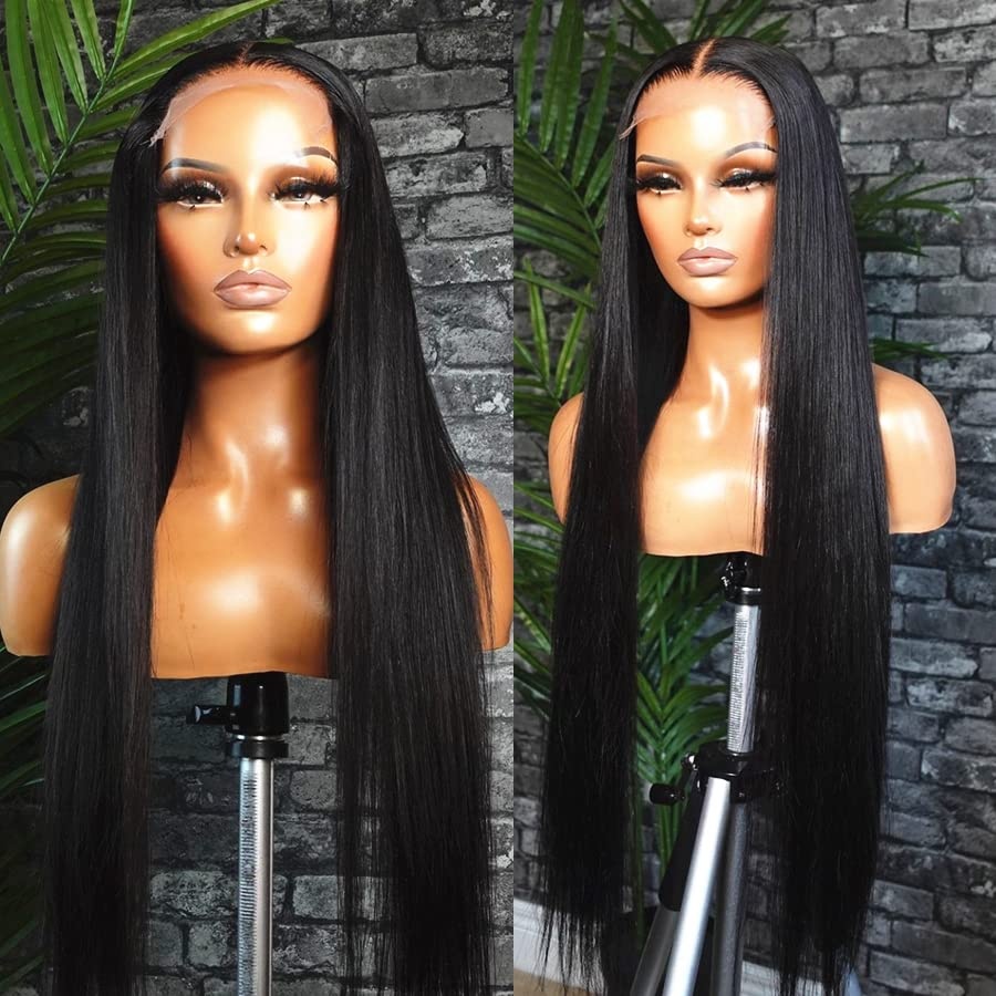 image:imageBEEOS Glueless Wigs Human Hair Preplucked PreCut 5x5 HD Lace Wig 250 Density Straight Pre Everything Wear and Go Wig Bleached Knots 20 Inch5x5 Straight Glueless HD Lace Wig 180 Density