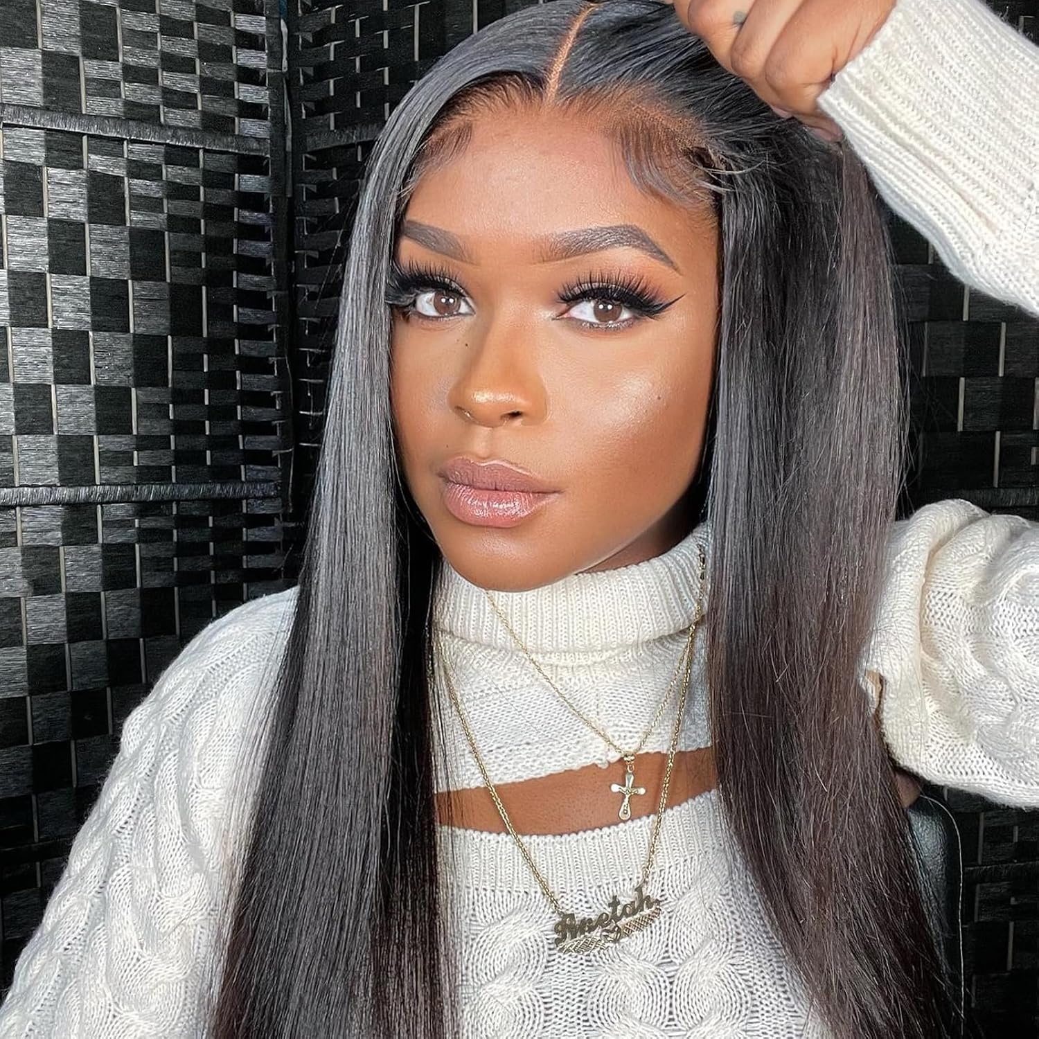image:imageBEEOS Glueless Wigs Human Hair Preplucked PreCut 5x5 HD Lace Wig 250 Density Straight Pre Everything Wear and Go Wig Bleached Knots 20 Inch5x5 Straight Glueless HD Lace Wig 180 Density