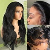 BEEOS 13×6 HD Lace Frontal #1 Jet Black Wig, 250% Density Invisible Ultra-thin Skinlike Real HD Lace Body Wave Wig Human Hair Ultra-fitted Cap Pre-Plucked Bleached Knots for Black Women 22 Inch(13×6- Body Wave- #1 Jet Black- 250% Density)