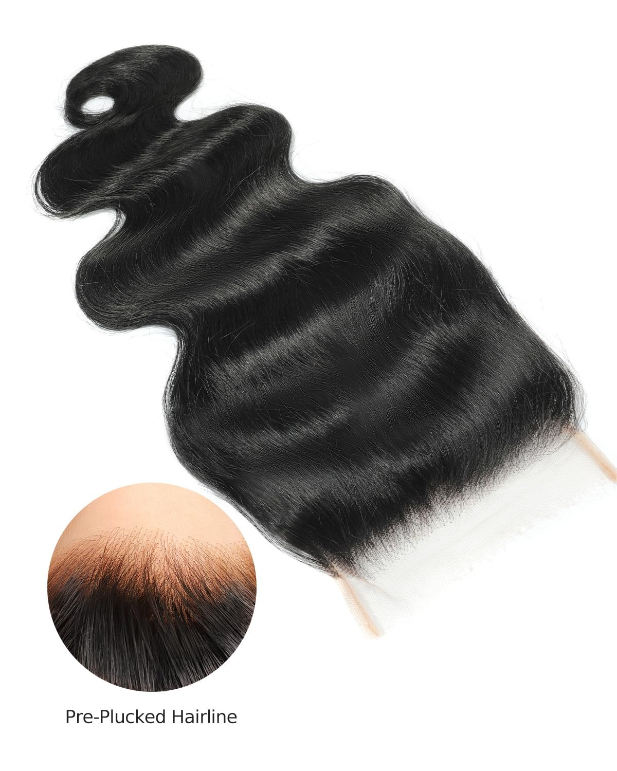 image:imageBEEOS Jet Black 5x5 SKINLIKE Real HD Lace Closure Body Wave 010mm Ultrathin Invisbile HD Lace Can Melt into Any Skin Tone Human Hair Closure PrePlucked Bleached Knot 14 Inch5x5 Closure Body Wave 1 Jet Black