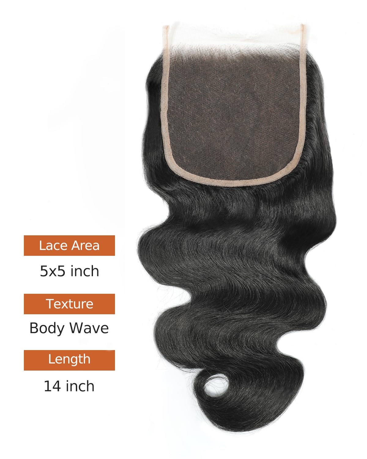image:imageBEEOS Jet Black 5x5 SKINLIKE Real HD Lace Closure Body Wave 010mm Ultrathin Invisbile HD Lace Can Melt into Any Skin Tone Human Hair Closure PrePlucked Bleached Knot 14 Inch5x5 Closure Body Wave 1 Jet Black