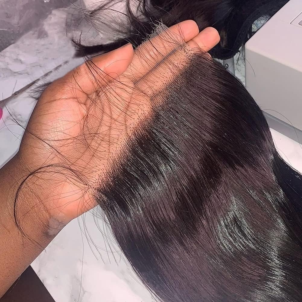 image:imageBEEOS Jet Black 5x5 SKINLIKE Real HD Lace Closure Body Wave 010mm Ultrathin Invisbile HD Lace Can Melt into Any Skin Tone Human Hair Closure PrePlucked Bleached Knot 14 Inch5x5 Closure Body Wave 1 Jet Black