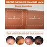 BEEOS Jet Black 5×5 SKINLIKE Real HD Lace Closure, Body Wave 0.10mm Ultra-thin Invisbile HD Lace Can Melt into Any Skin Tone Human Hair Closure Pre-Plucked Bleached Knot 14 Inch(5×5 Closure- Burmese Curly- #1 Jet Black)
