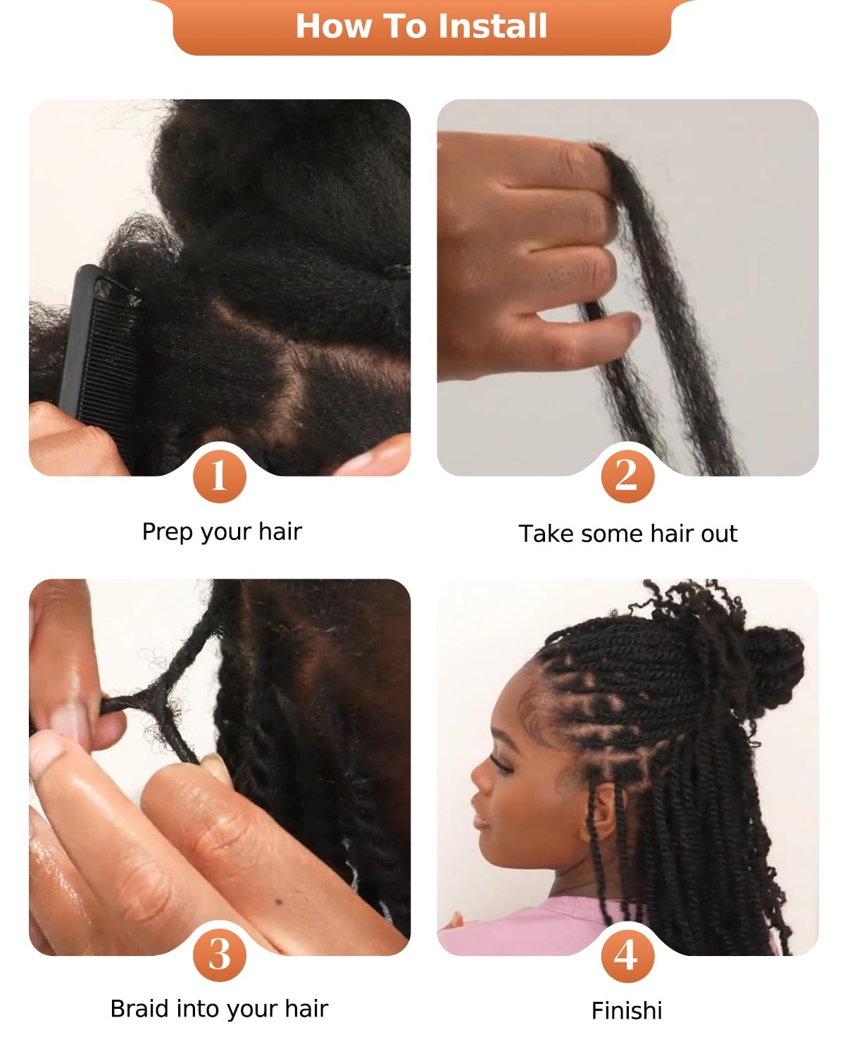image:imageBEEOS Afro Kinkys Bulk Human Hair 4C Curly for Braids 50gram KinkyCurly Human Hair Bulk For Mini Twists Dreadlocks Extensions Locs Repair 350Ginger 16inch4 Brown