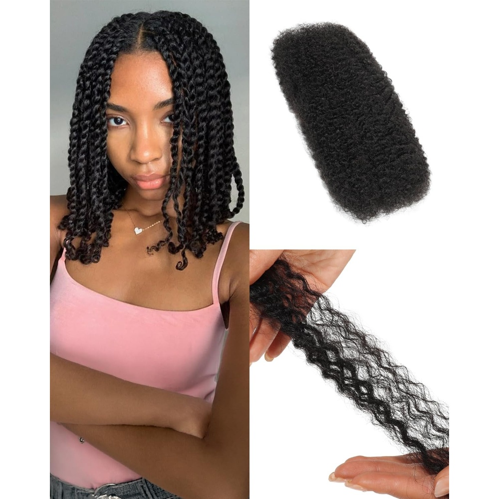image:imageBEEOS Afro Kinkys Bulk Human Hair 4C Curly for Braids 50gram KinkyCurly Human Hair Bulk For Mini Twists Dreadlocks Extensions Locs Repair 350Ginger 16inchNatural Black