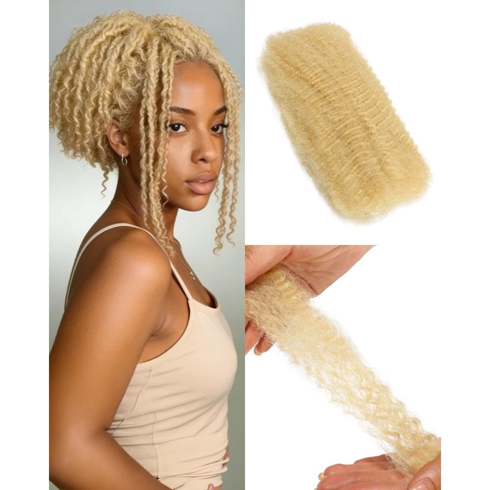 image:imageBEEOS Afro Kinkys Bulk Human Hair 4C Curly for Braids 50gram KinkyCurly Human Hair Bulk For Mini Twists Dreadlocks Extensions Locs Repair 350Ginger 16inch613 Blonde
