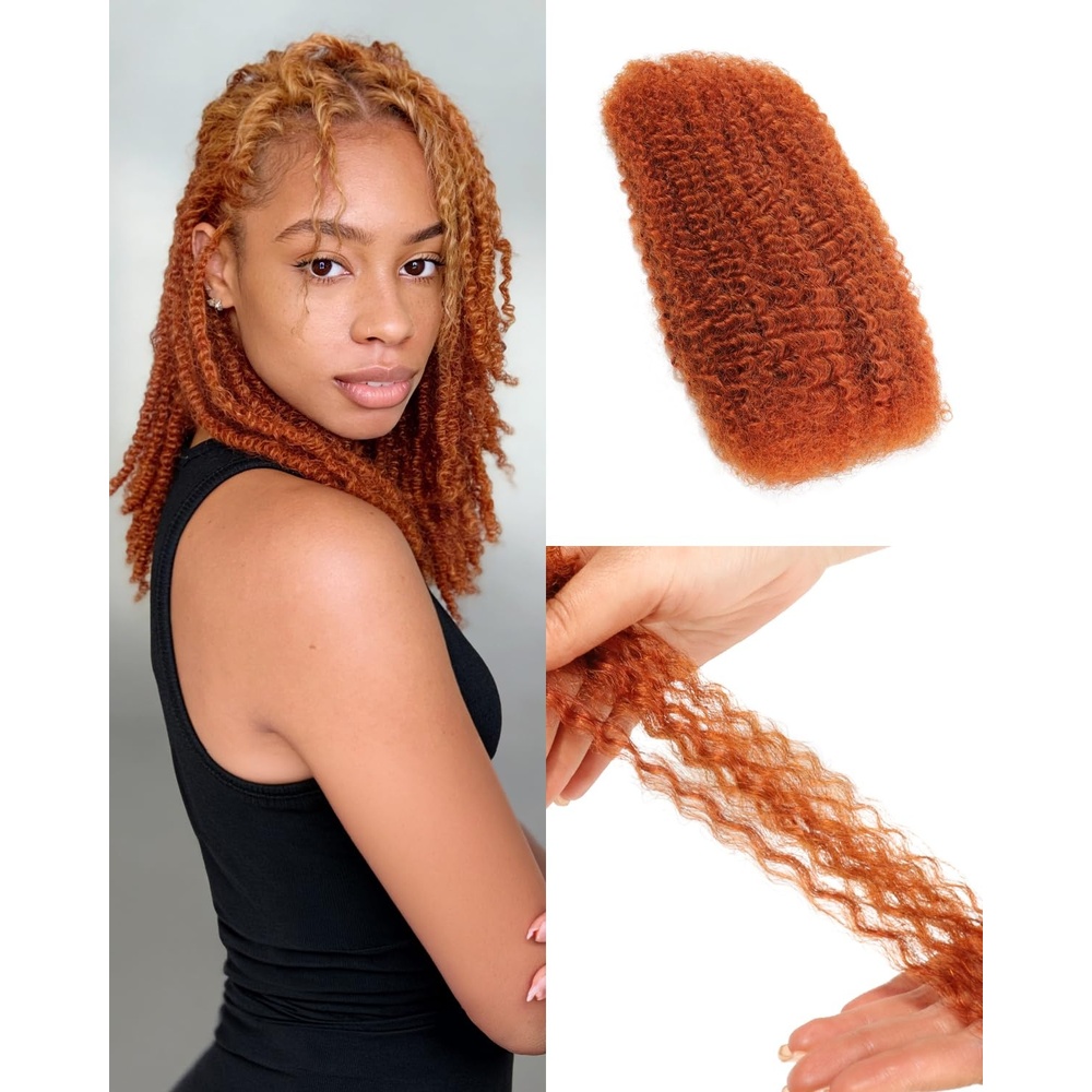image:imageBEEOS Afro Kinkys Bulk Human Hair 4C Curly for Braids 50gram KinkyCurly Human Hair Bulk For Mini Twists Dreadlocks Extensions Locs Repair 350Ginger 16inch350 Ginger