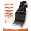 BEEOS 3 Body Wave Bundles Human Hair 18 20 22 Inch, Double Weft 100% Remy Human Hair Bundles for Black Women Sew In and Quick Weave, Natural Black 95g x 3(Natural Black Yaki Straight)