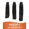BEEOS 3 Body Wave Bundles Human Hair 18 20 22 Inch, Double Weft 100% Remy Human Hair Bundles for Black Women Sew In and Quick Weave, Natural Black 95g x 3(Natural Black Straight)