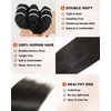 BEEOS 3 Body Wave Bundles Human Hair 18 20 22 Inch, Double Weft 100% Remy Human Hair Bundles for Black Women Sew In and Quick Weave, Natural Black 95g x 3(Natural Black Straight)