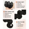 BEEOS 3 Body Wave Bundles Human Hair 18 20 22 Inch, Double Weft 100% Remy Human Hair Bundles for Black Women Sew In and Quick Weave, Natural Black 95g x 3(Natural Black Body Wave)