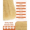 BEEOS Afro Kinkys Bulk Human Hair, 4C Curly for Braids 50gram, Kinky-Curly Human Hair Bulk For Mini Twists, Dreadlocks Extensions, Locs Repair, 350#Ginger 16inch(#613 Blonde)