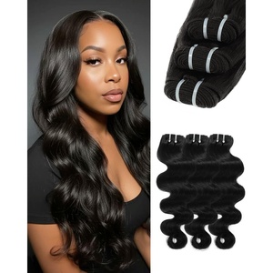 BEEOS 3 Body Wave Bundles Human Hair 18 20 22 Inch, Double Weft 100% Remy Human Hair Bundles for Black Women Sew In and Quick Weave, Natural Black 95g x 3(#1Jet Black Body Wave)